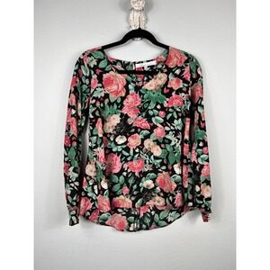 REVOLVE Lovers + Friends Blouse Top Floral Long Sleeve Pullover Studded Size XS